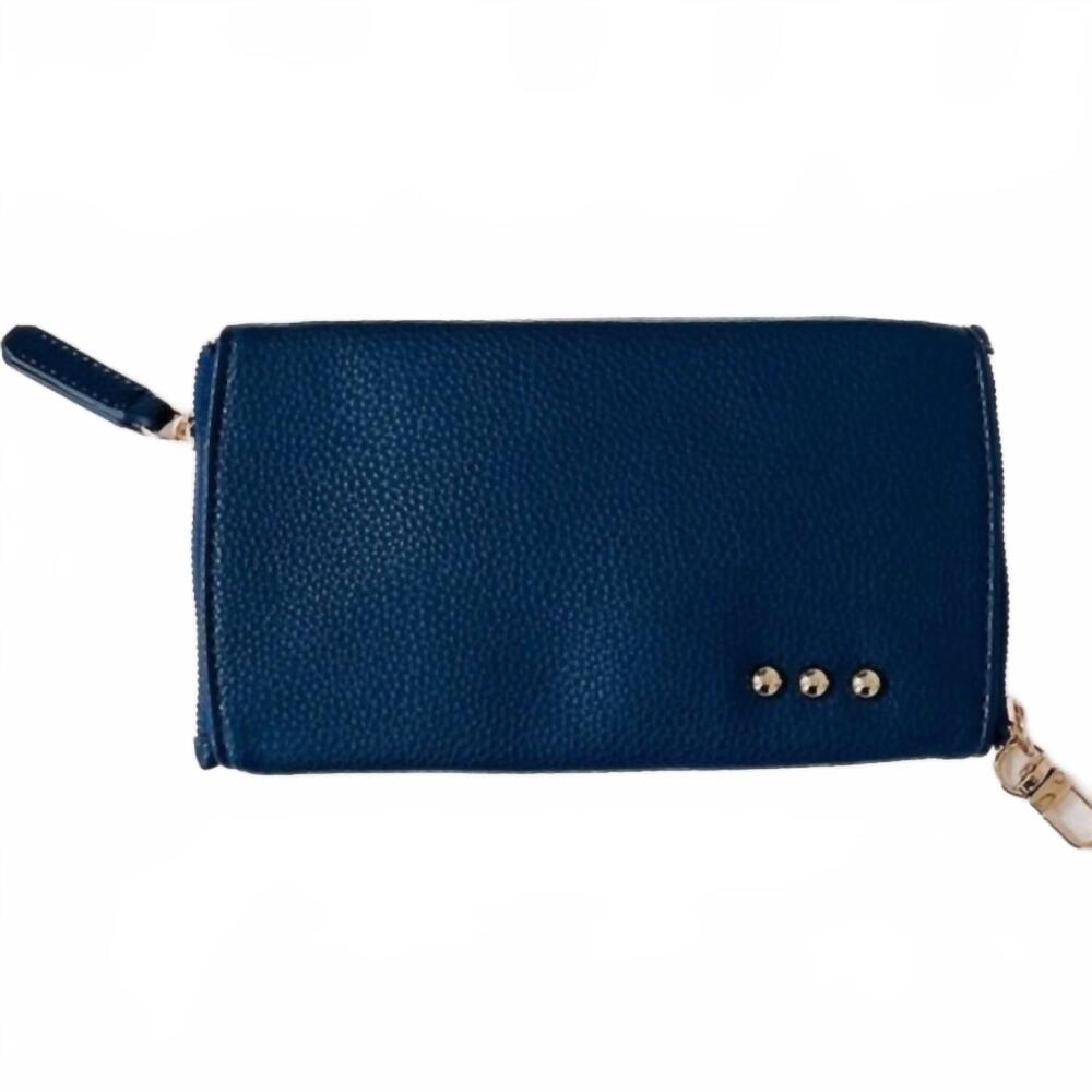 NEW PRETTY SIMPLE women's skyla 2-in-1 glasses case holder in navy blue vegan le